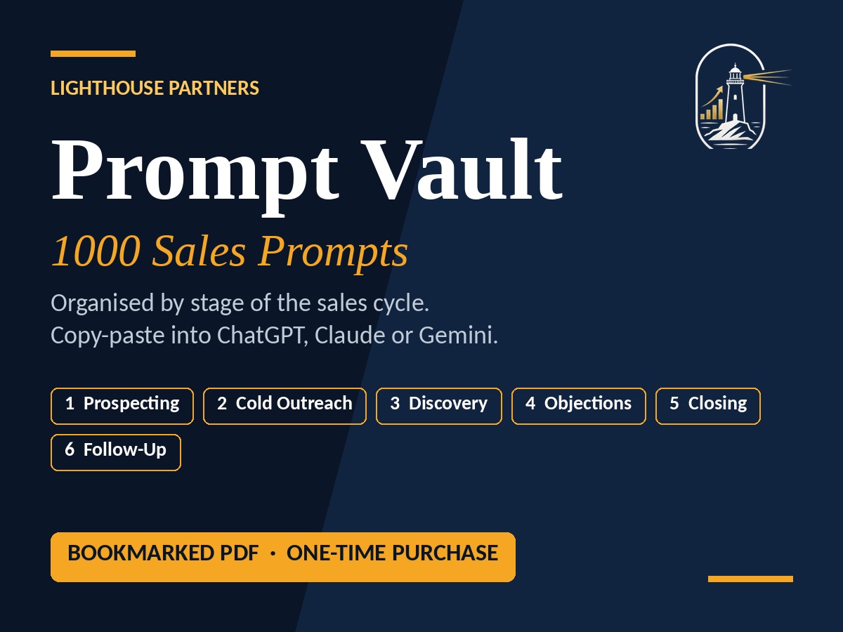 Prompt Vault — 1000 Sales Prompts: bookmarked PDF organised by sales-cycle stage